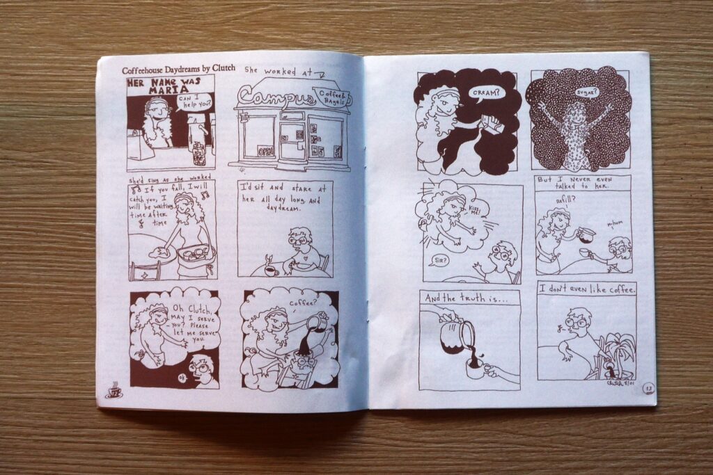 Inside spread of the humor zine: Coffeehouse Daydreams by Clutch