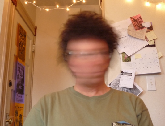 blurry motion portrait of dark humorist Scott Erickson