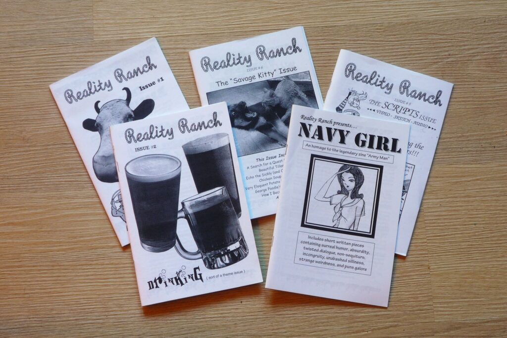 Various zines from dark humorist Scott Erickson, including Reality Ranch and Navy Girl